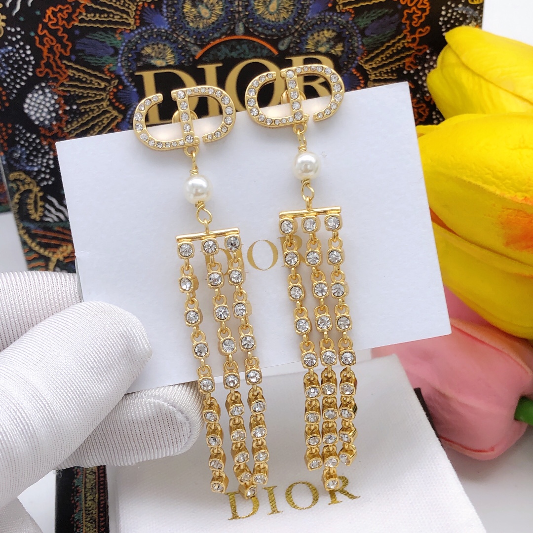 N.º DED0426 👑Dior Nuevo JADIOR serie Pendientes de flecos con letras cd, artesanía fina, mismo acabado vintage que en …