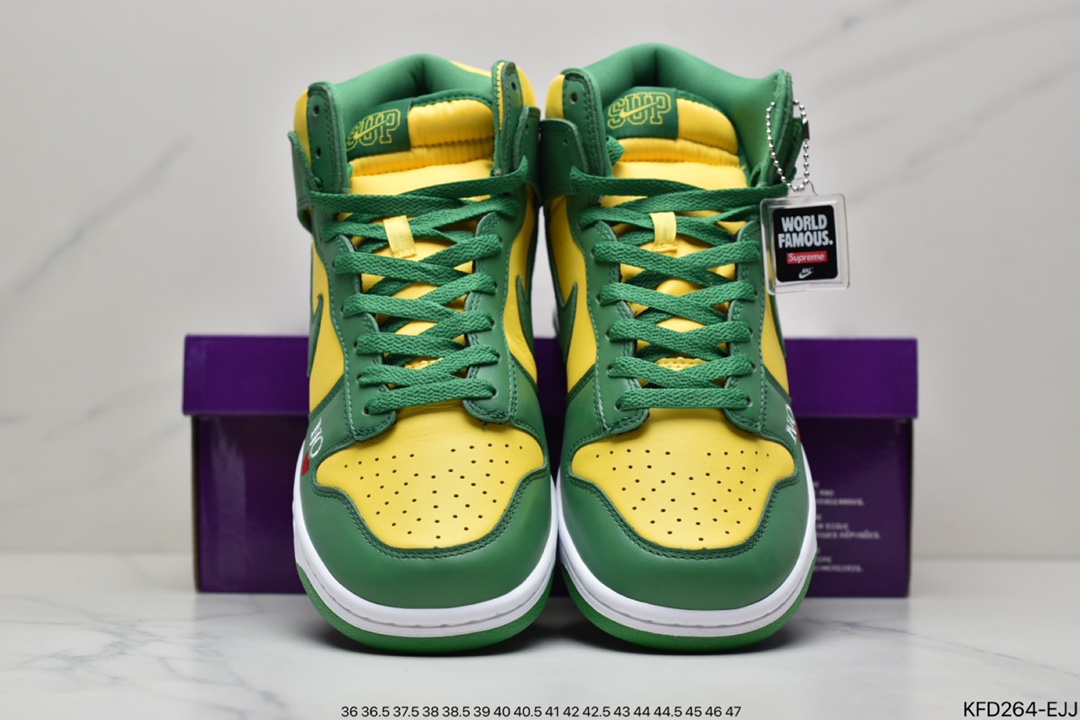 500 Supreme x Nike SB Dunk High “By Any Means” 黄绿SUP联名高帮休闲板鞋DN3741-700