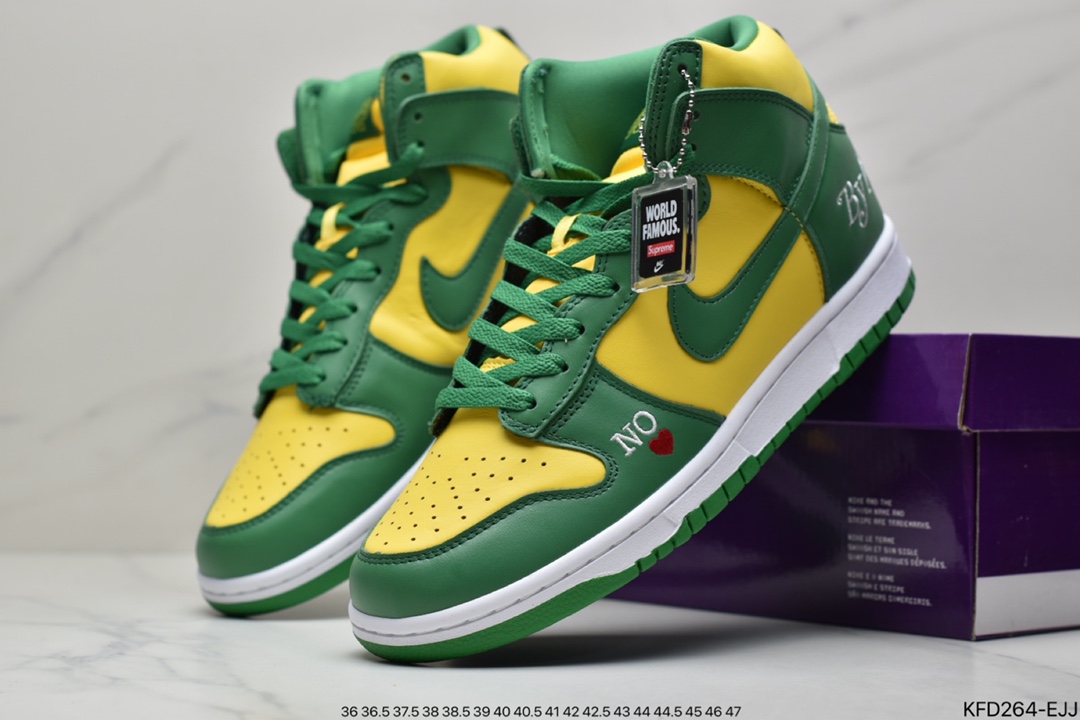 500 Supreme x Nike SB Dunk High “By Any Means” 黄绿SUP联名高帮休闲板鞋DN3741-700
