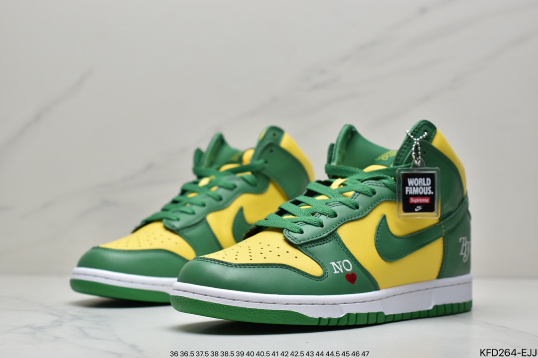 500 Supreme x Nike SB Dunk High “By Any Means” 黄绿SUP联名高帮休闲板鞋DN3741-700