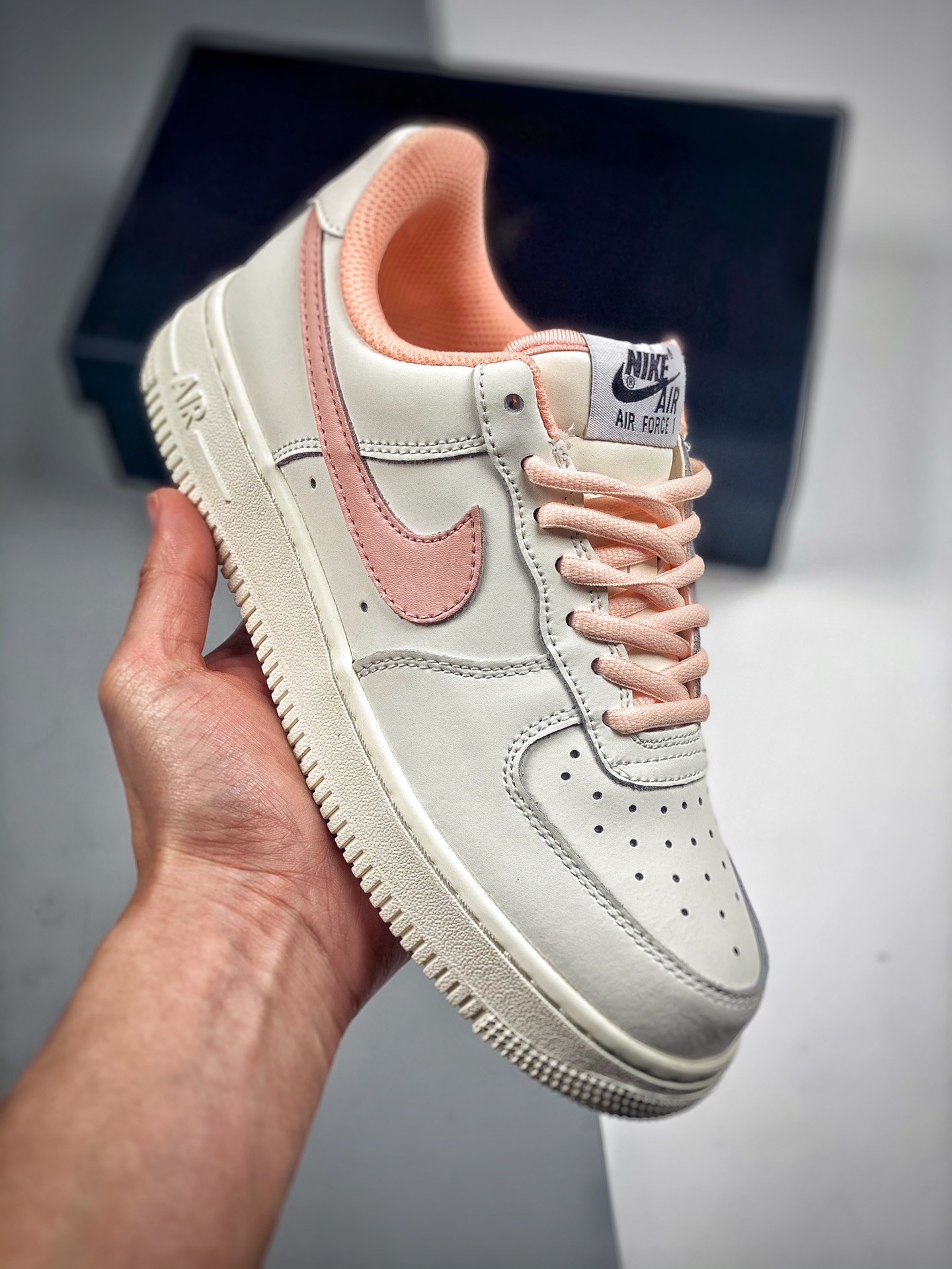 Nike Air Force 1 blanco y rosa, horma original, plantilla original, crea el estilo auténtico de Air Force, en…