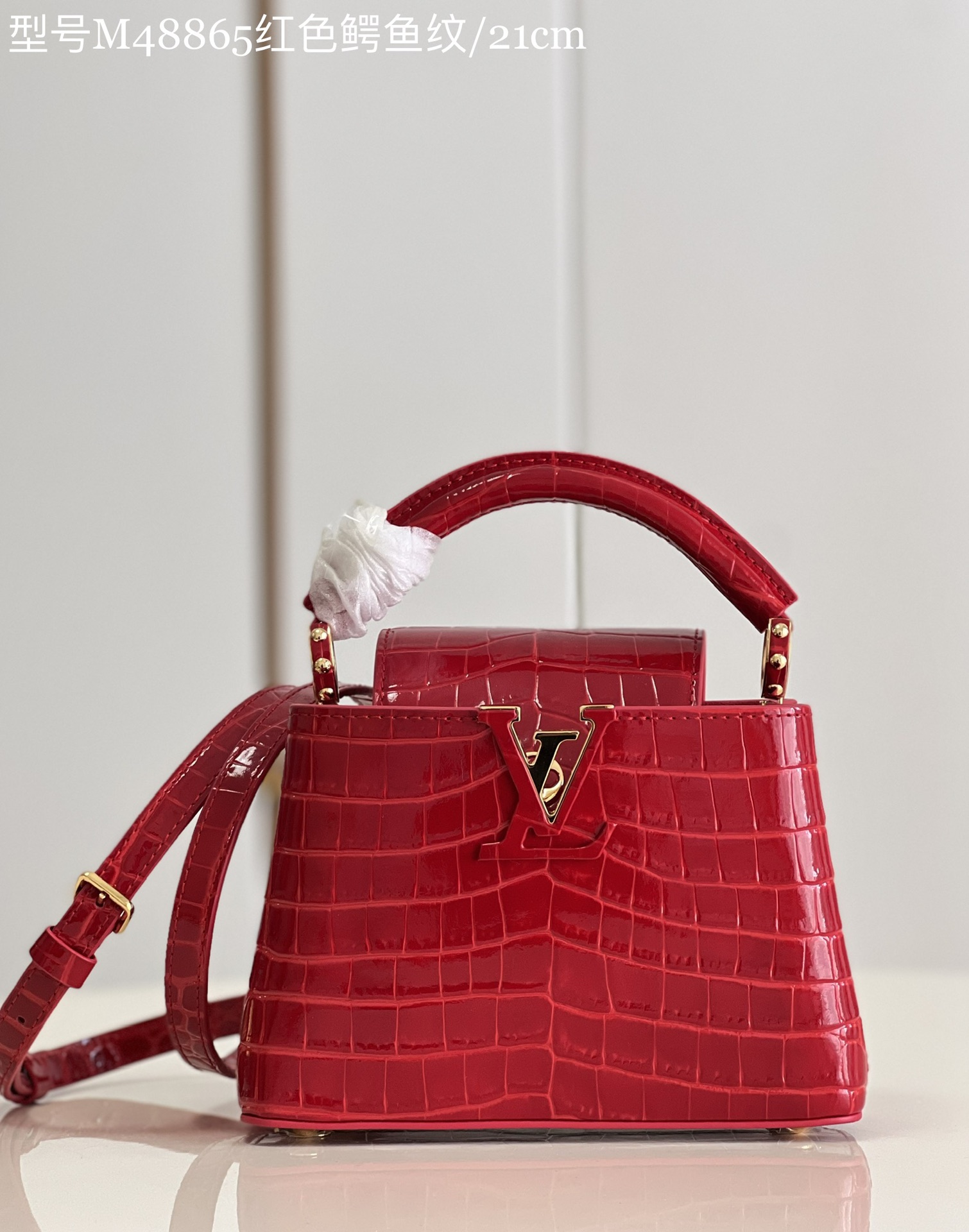Louis Vuitton LV Capucines Bags Handbags Red Crocodile Leather Goat Skin Sheepskin Mini M48865