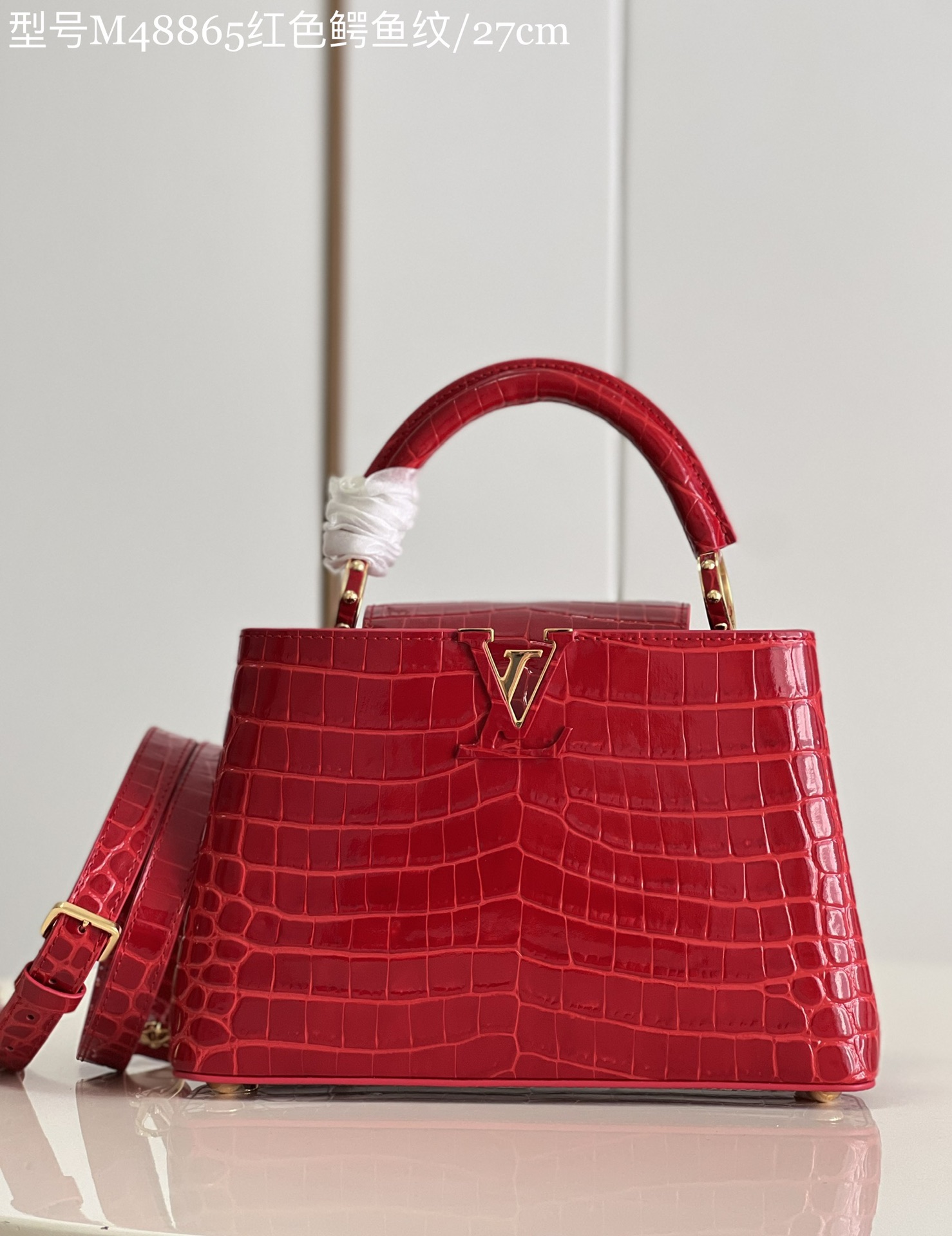 Louis Vuitton LV Capucines Cheap
 Bags Handbags Red Crocodile Leather Goat Skin Sheepskin M48865