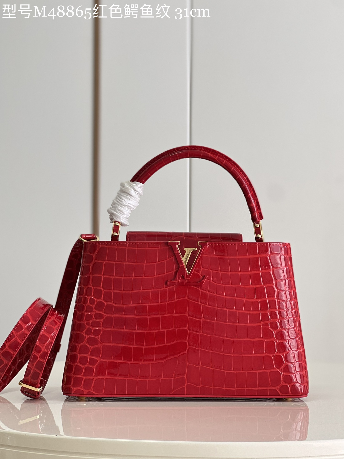 Louis Vuitton LV Capucines Bags Handbags Red Crocodile Leather Goat Skin Sheepskin M48865