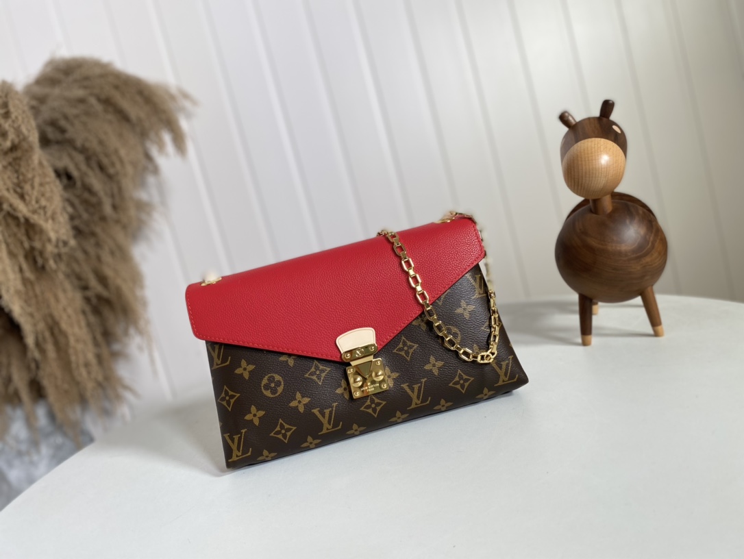 Louis Vuitton Best
 Bags Handbags Gold Purple Red Monogram Canvas Calfskin Cowhide Chains M41200