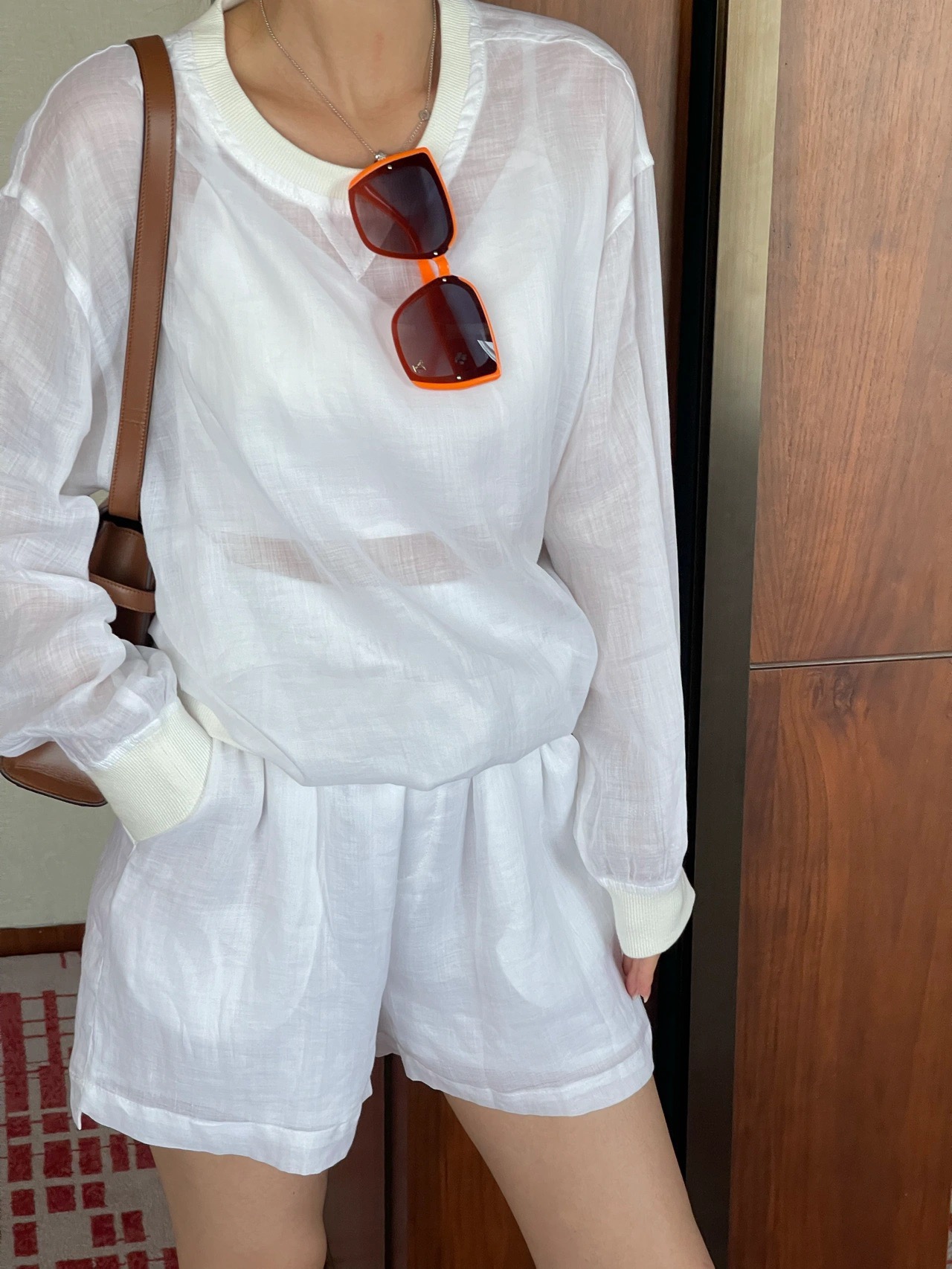 Ysl 𝑴𝒂𝒏𝒉𝒂𝒕𝒕𝒂𝒏 29CM曼哈顿法棍包 579271焦糖色牙签纹金扣