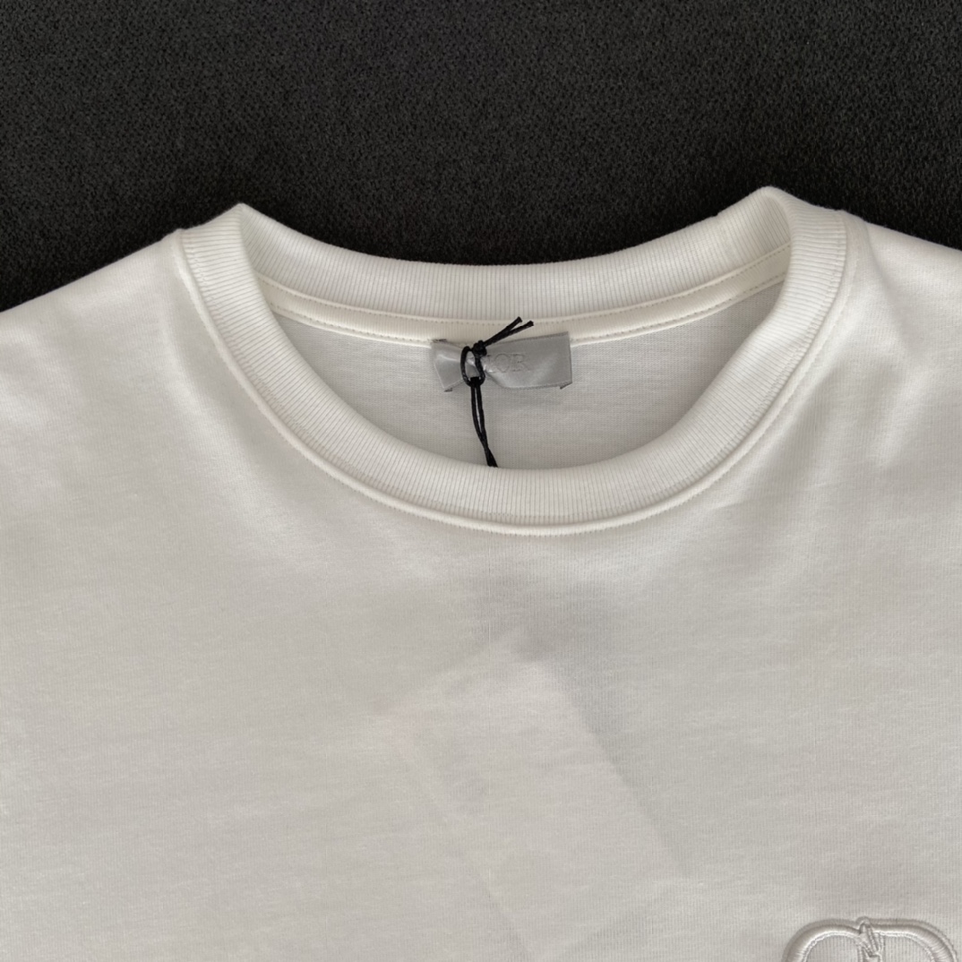 Dior迪奥2022夏季新款CD刺绣纯色短袖T恤
