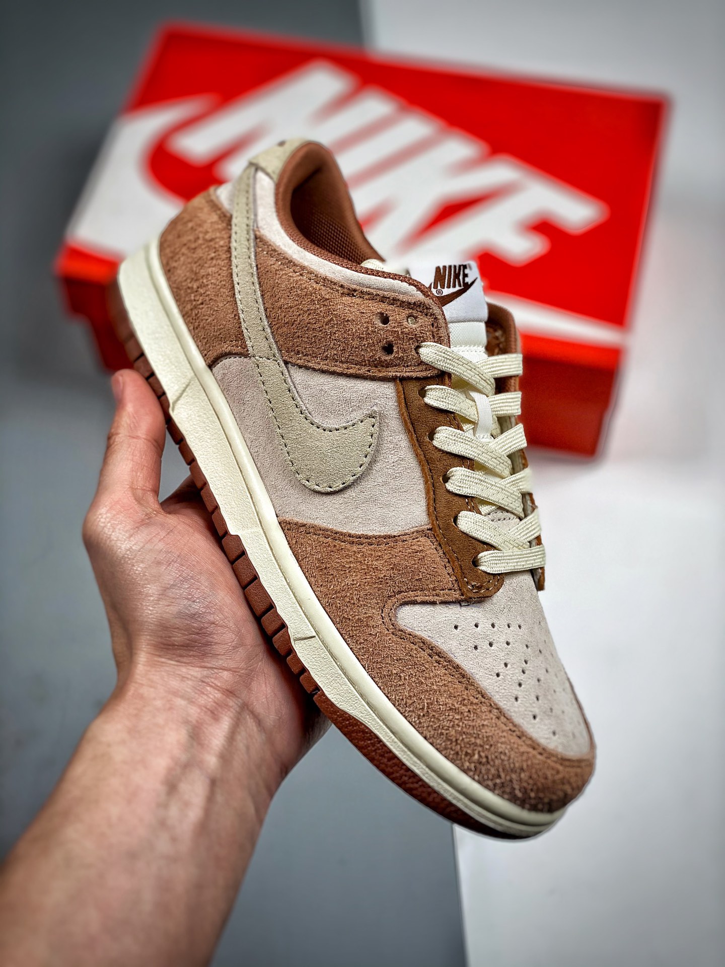 NK Dunk Low Perro marrón blanco, trigo, producción original de fábrica grande, lanzamiento con fotos reales, material d…