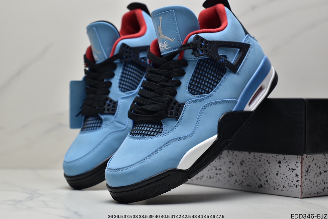 340 Travis Scott x Air Jordan 4 Retro 蓝麂皮 AJ4 308497-406
