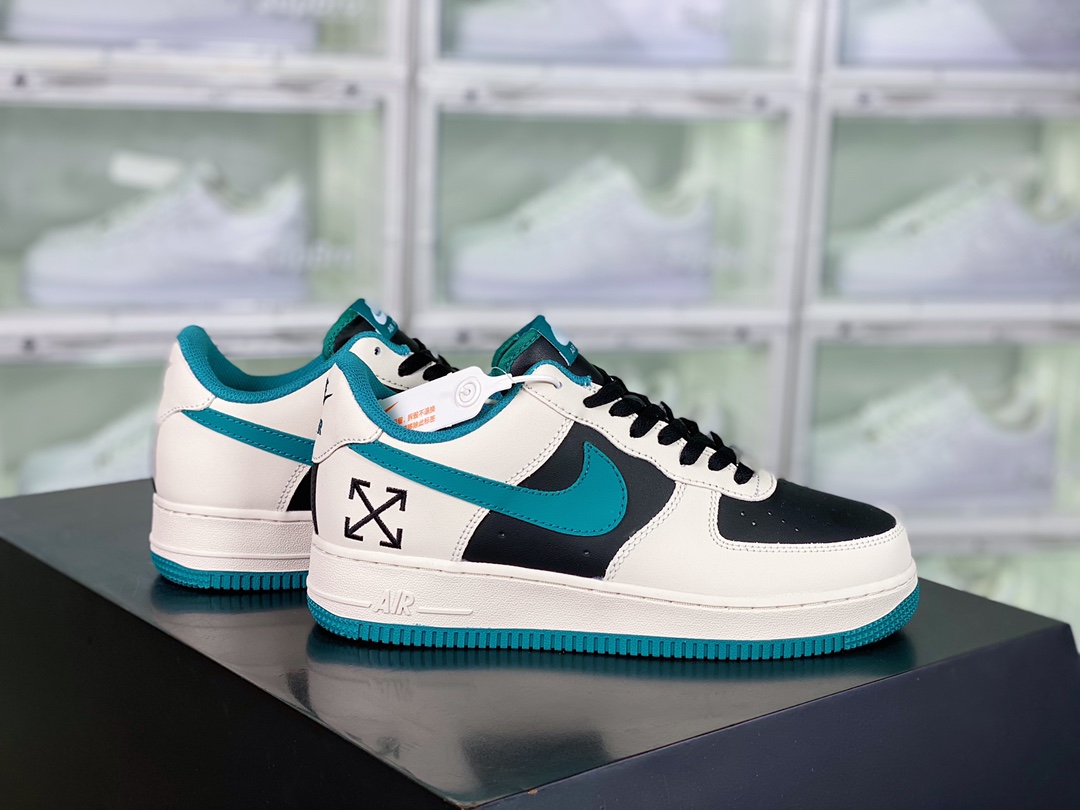 H0 男女鞋真标带半码升级原楦数据开发版型采用软质荔枝纹牛剖皮革鞋面材质内置全掌air sole气垫夏季穿搭神器，耐克Nike Wmns Air Force 1’07 Low”Light Bone “空军一号经典低帮百搭休闲运动板鞋“皮革黑蓝白OW”315115-168