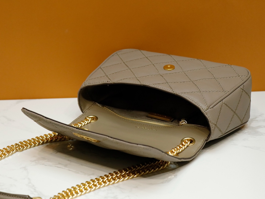 Tory Burch ～ToryBurch 87863 新款翻盖包 单肩斜挎盖头包 植鞣牛皮 磨砂金色五金