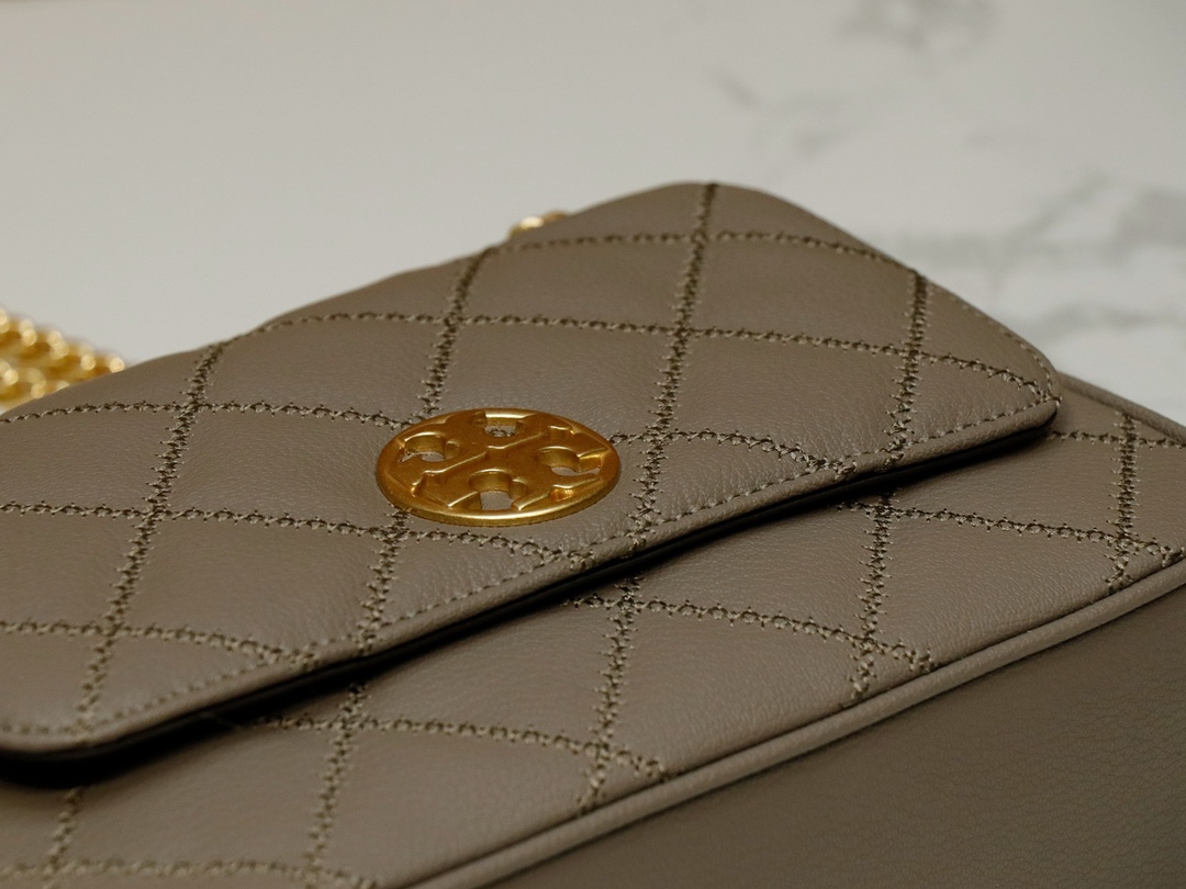 Tory Burch ～ToryBurch 87863 新款翻盖包 单肩斜挎盖头包 植鞣牛皮 磨砂金色五金