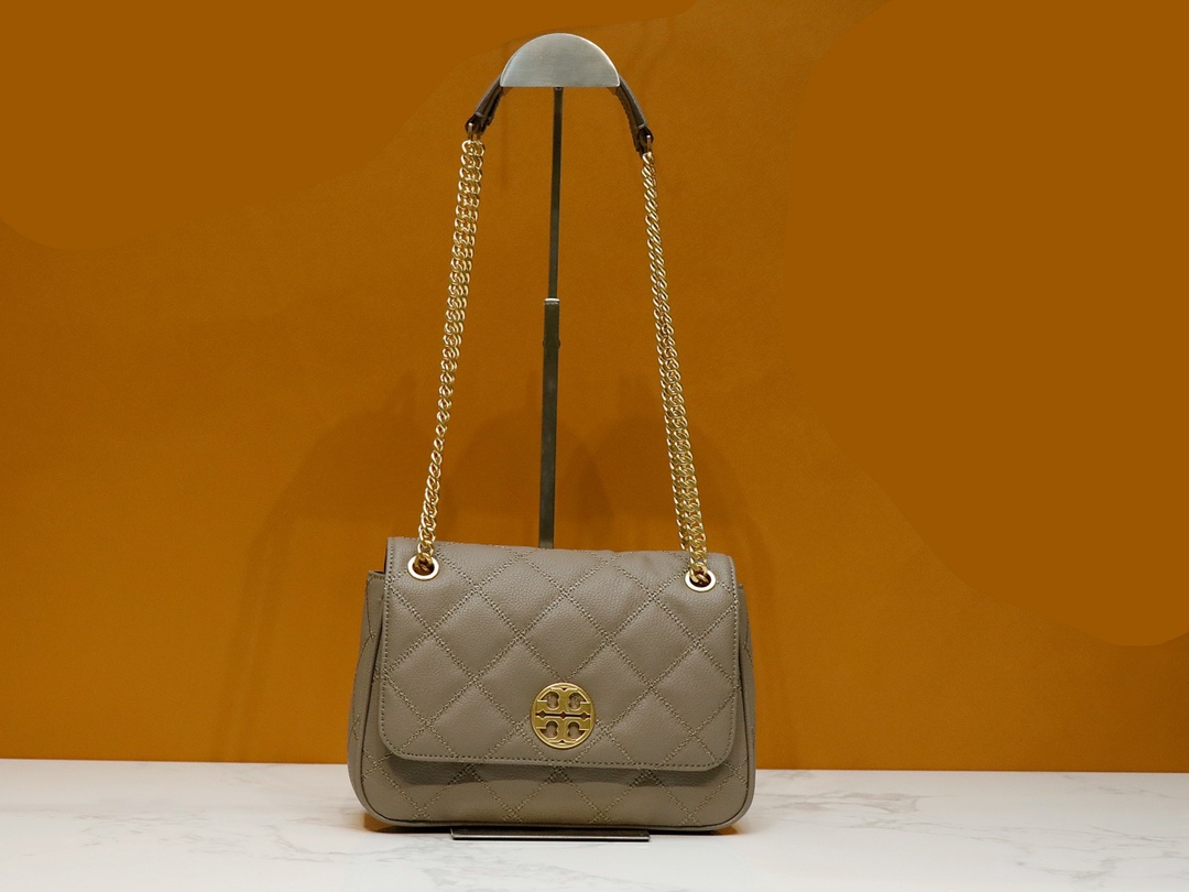 Tory Burch ～ToryBurch 87863 新款翻盖包 单肩斜挎盖头包 植鞣牛皮 磨砂金色五金