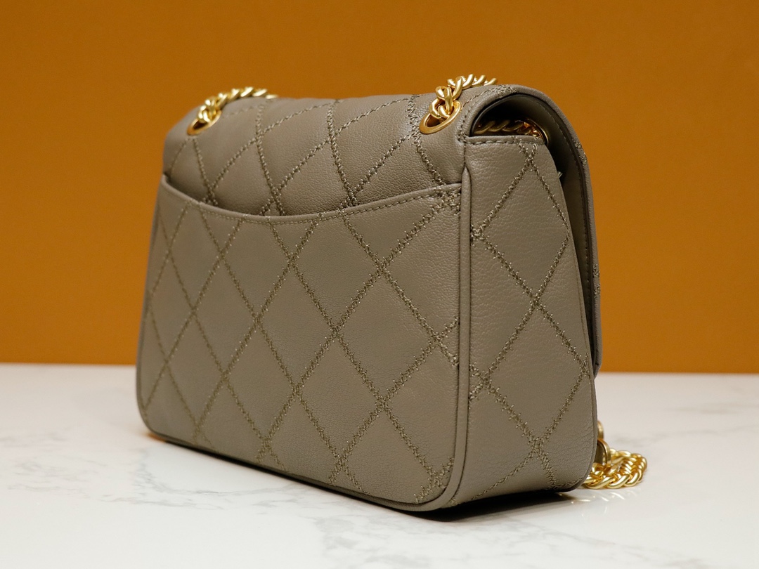 Tory Burch ～ToryBurch 87863 新款翻盖包 单肩斜挎盖头包 植鞣牛皮 磨砂金色五金