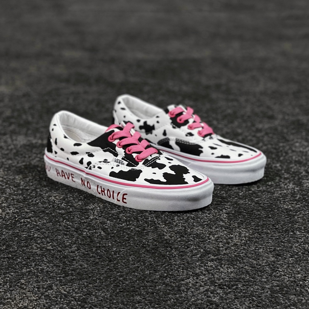 G0 Vans Authentic 奶牛 高端支线量产奶牛系带复古帆布鞋 粉色鞋孔和水线 更清新