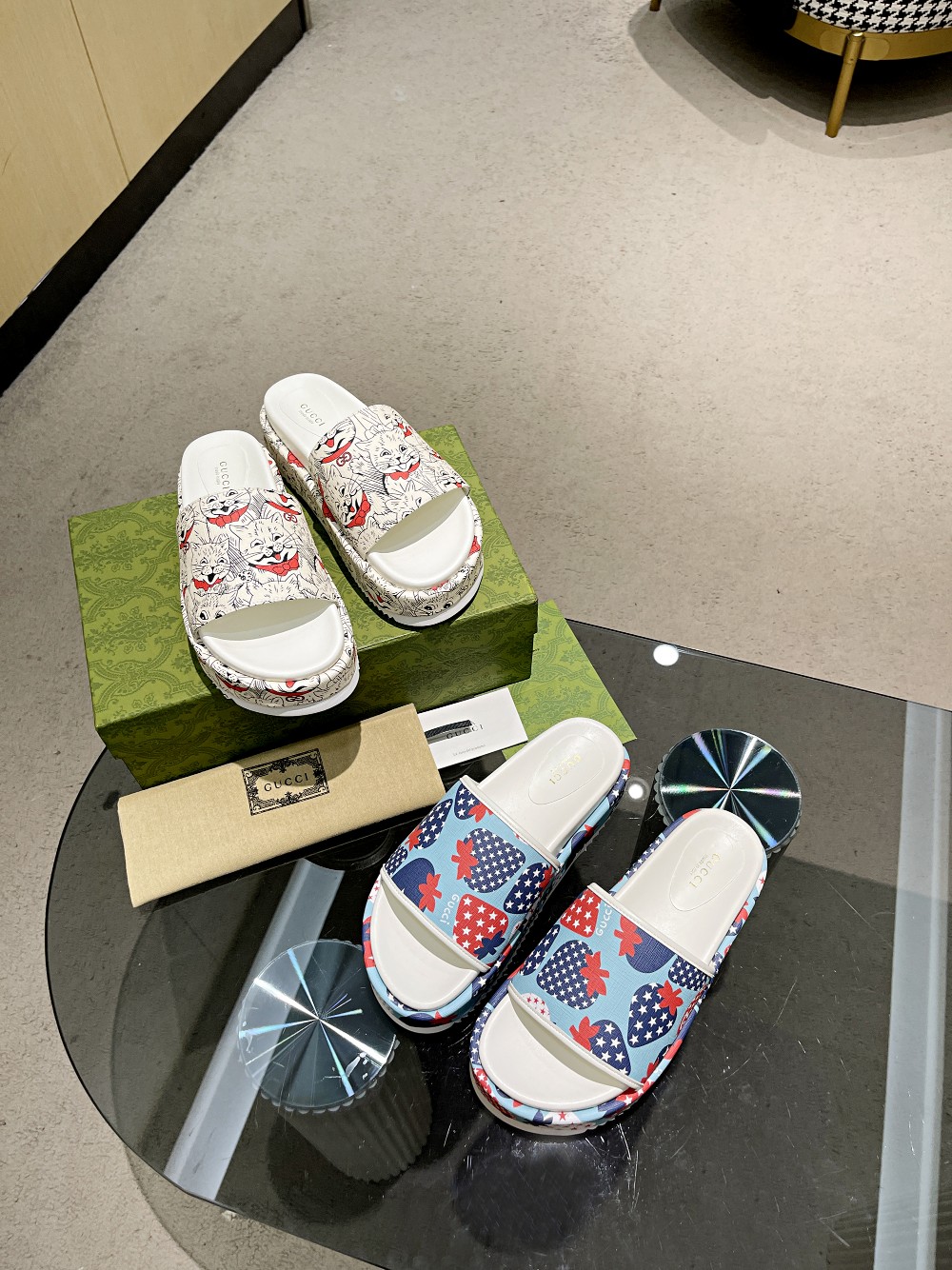 Gucci Limited Edition Platform Slides with Strawberry Print 10 a1647106728180 0062