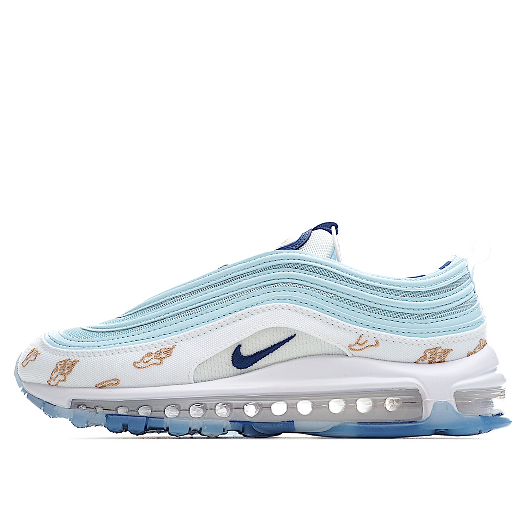 H5 公司级别 NK Air Max 97 子弹反光 ‘Wing it’ 蓝色高尔夫鞋 白蓝金