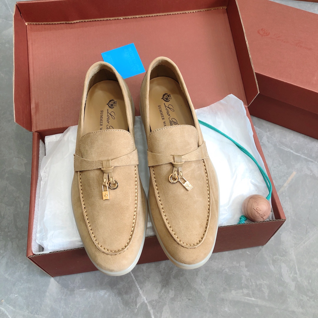 Loro Piana New
 Shoes Loafers Apricot Color Black Blue Caramel Coffee Dark Green Grey Light Pink White Yellow Unisex Chamois Cowhide Rubber Sheepskin Summer Collection