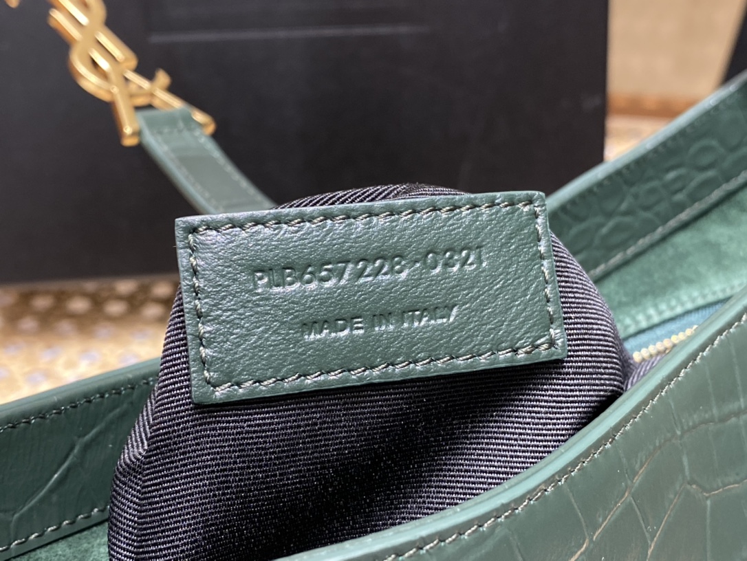Saint laurent Ysl LE 5 À 7 鳄鱼纹腋下包 657228绿色