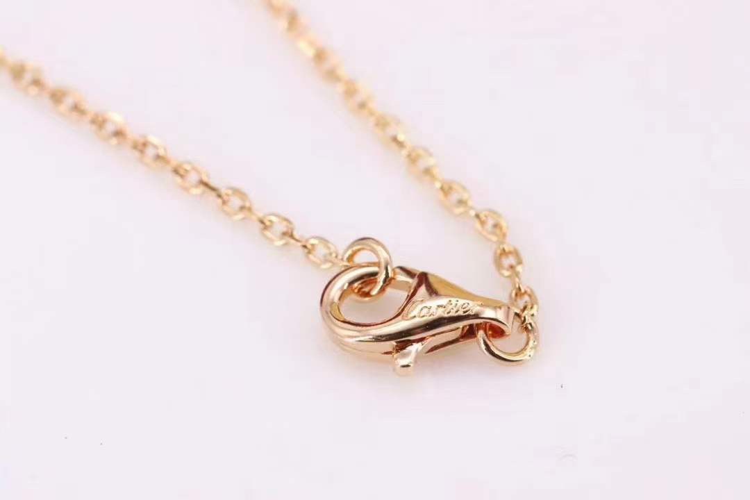 Cartier 卡家玫瑰金 LOVE满钻螺丝双环 锁骨项链