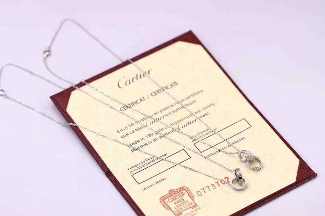 Cartier 卡家 LOVE满钻螺丝双环 锁骨项链 双色