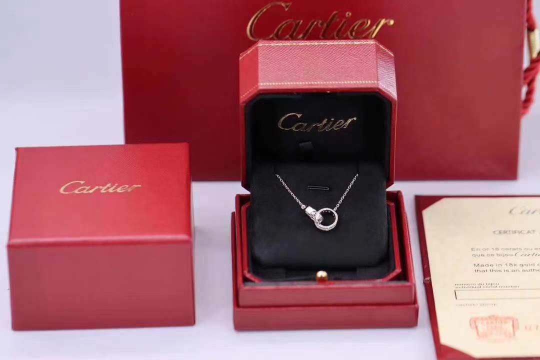 Cartier 卡家 LOVE满钻螺丝双环 锁骨项链 双色
