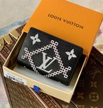 Louis Vuitton Wallet Black Embroidery Empreinte​ Cowhide M41938
