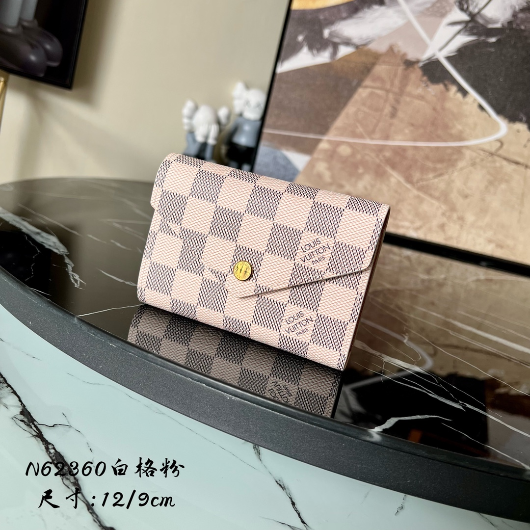 High Quality Customize
 Louis Vuitton Wallet Designer Fashion Replica
 Pink White Damier Azur Canvas N62360
