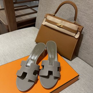 Hermes Shoes High Heel Pumps Grey Sewing Summer Collection