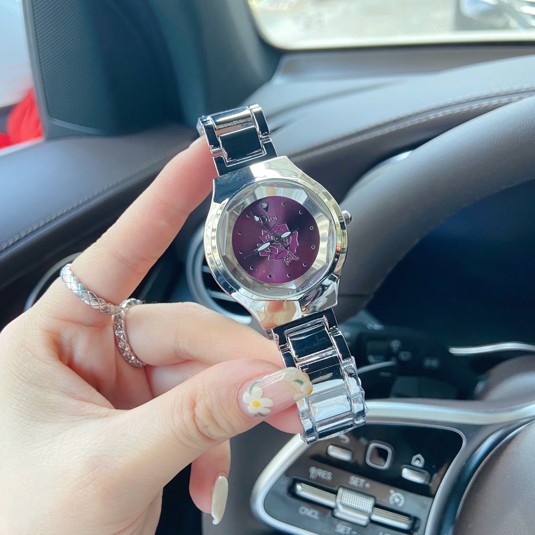 💰钢链款140迪奥官网最新款 典雅樱花粉🌸、多色皮带选择 小巧花朵表盘 多彩变幻 花型表冠 适合爱美的你 尺寸,32mm