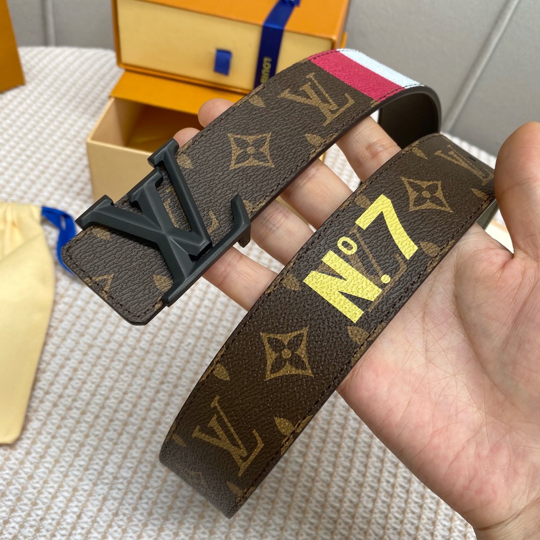 Louis Vuitton Belts Printing Calfskin Cowhide