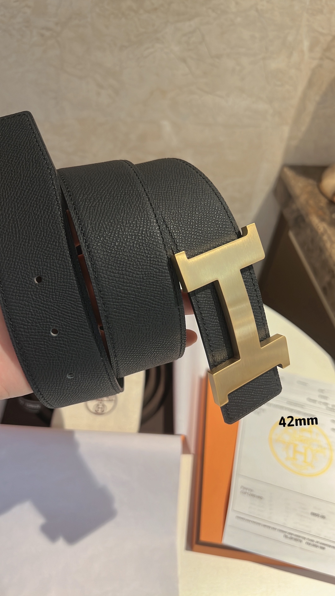 Hermes爱马仕   男款腰带金色银色焊点金属扣42mm