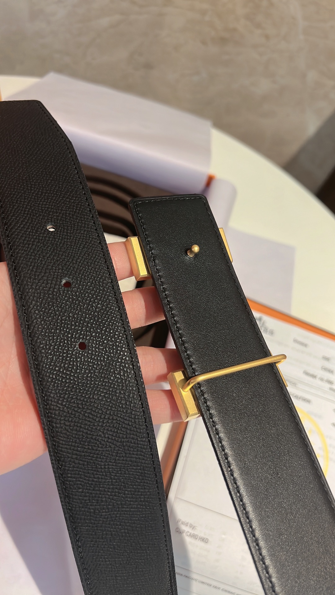 Hermes爱马仕   男款腰带金色银色焊点金属扣42mm