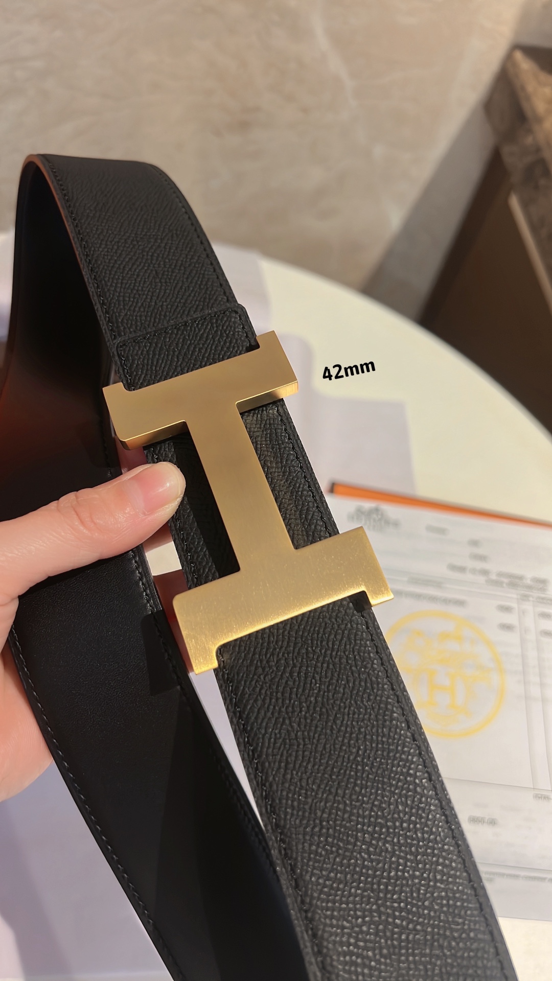 Hermes爱马仕   男款腰带金色银色焊点金属扣42mm