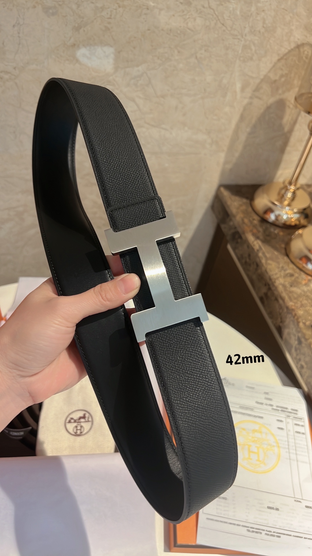 Hermes爱马仕   男款腰带金色银色焊点金属扣42mm