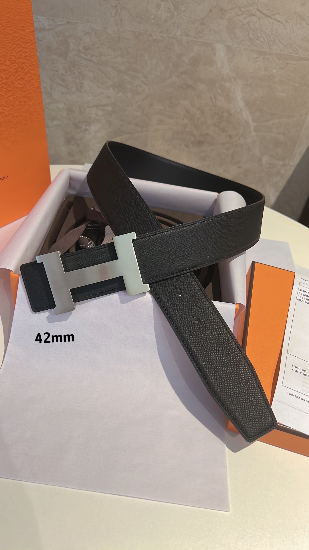 Hermes爱马仕   男款腰带金色银色焊点金属扣42mm