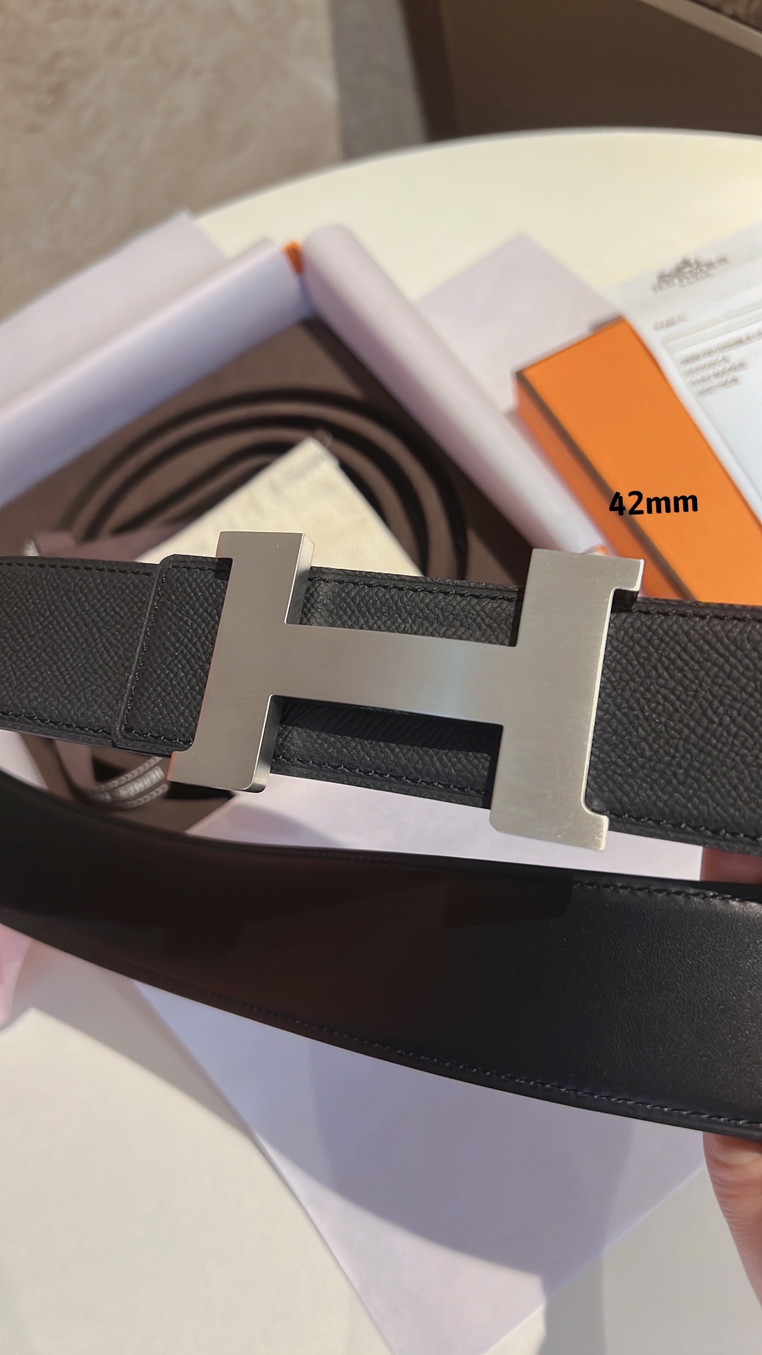 Hermes爱马仕   男款腰带金色银色焊点金属扣42mm