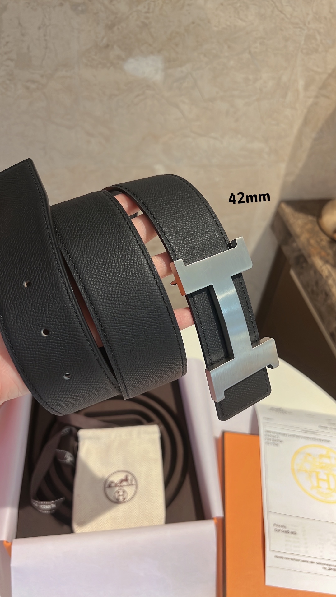 Hermes爱马仕   男款腰带金色银色焊点金属扣42mm