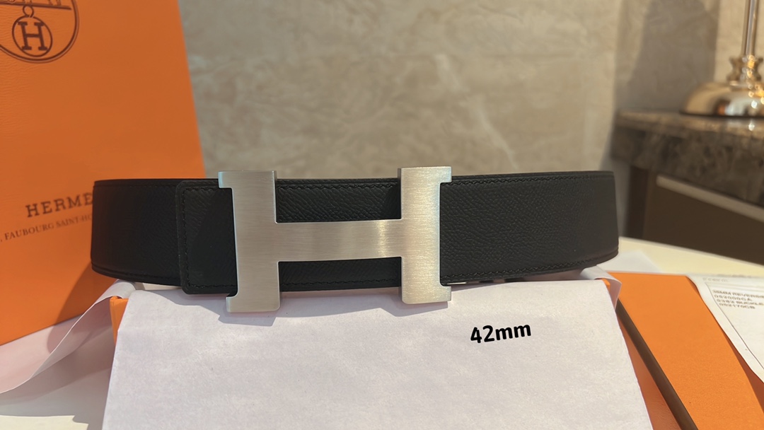 Hermes爱马仕   男款腰带金色银色焊点金属扣42mm