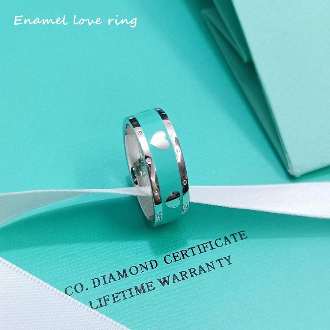 Tiffany & Co. Tiffany&Co.蒂芙尼 Love heart 珐琅桃心戒指