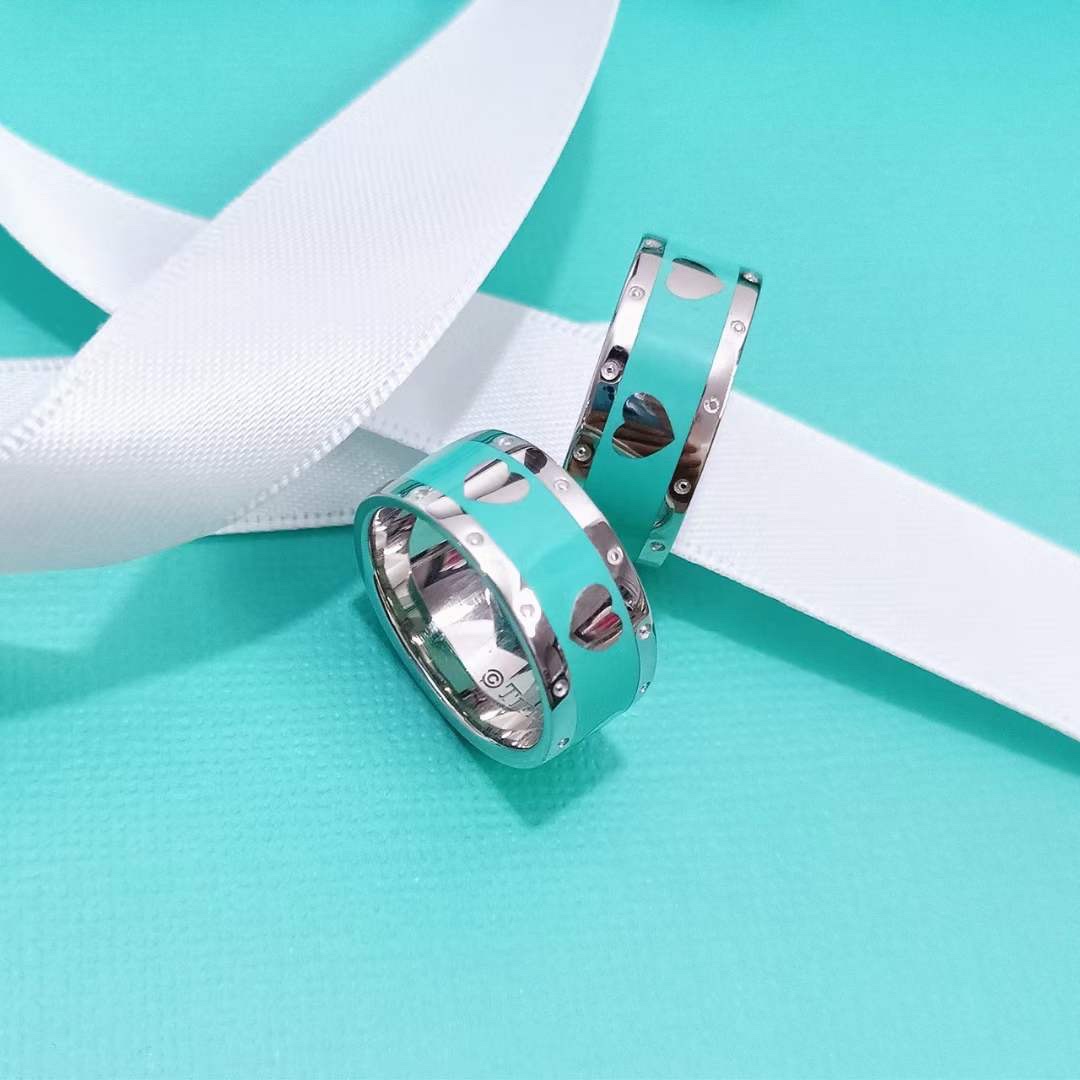 Tiffany & Co. Tiffany&Co.蒂芙尼 Love heart 珐琅桃心戒指