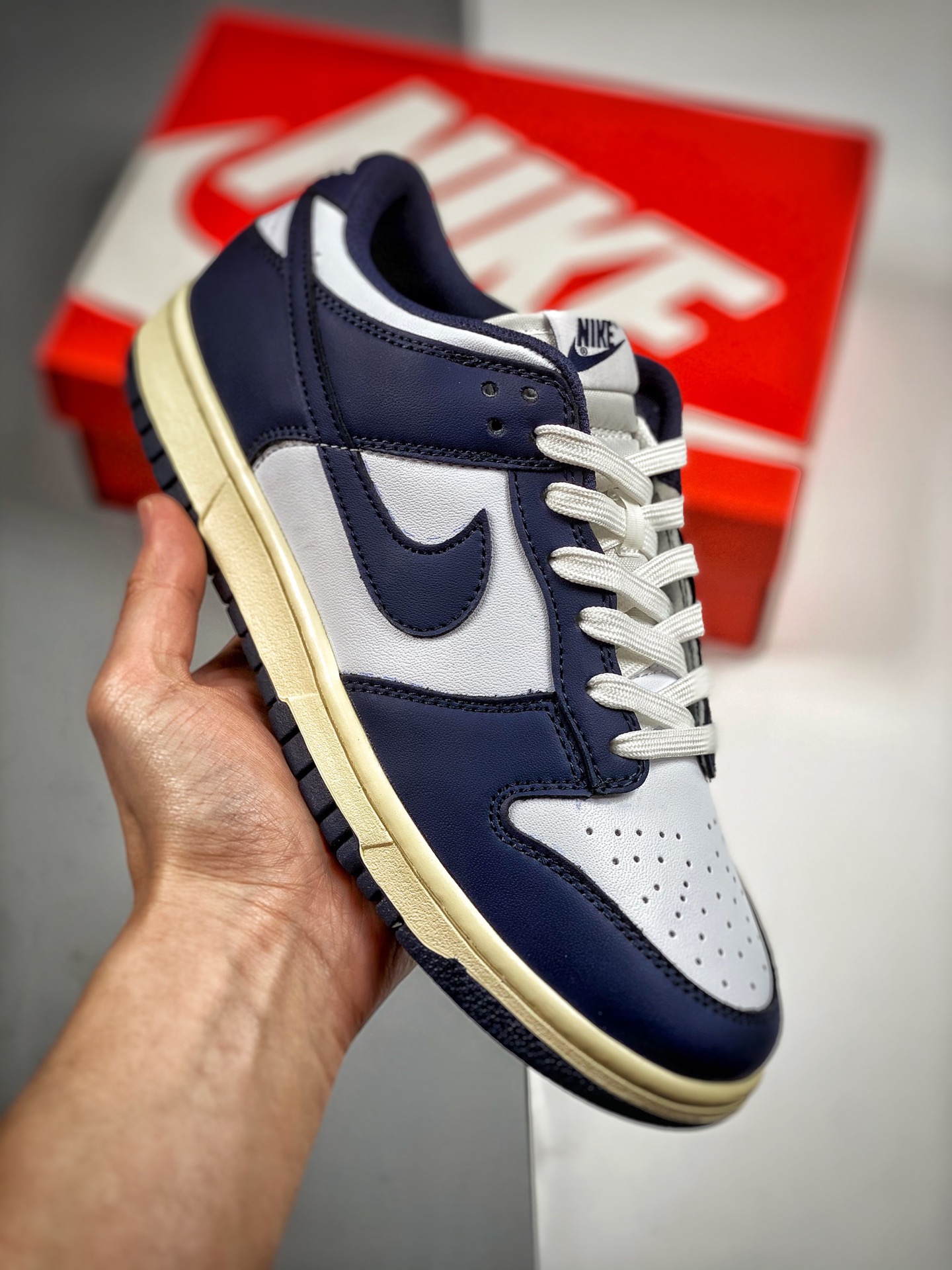 NK SB Dunk Low azul marino desgastado, producción de fábrica grande, etiqueta tejida original de fábrica, coincidencia …