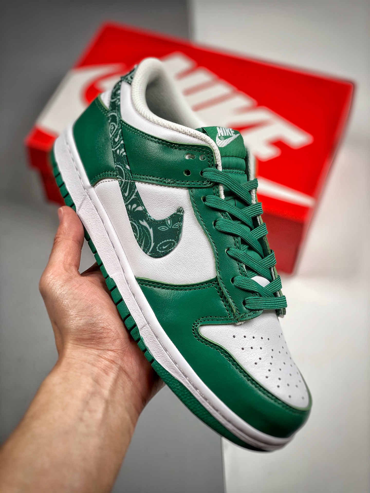 Nk Dunk Low "Green Paisley" estampado Paisley blanco y verde, zapatillas de skate casual de moda SB, DH4401-102. Tallas…