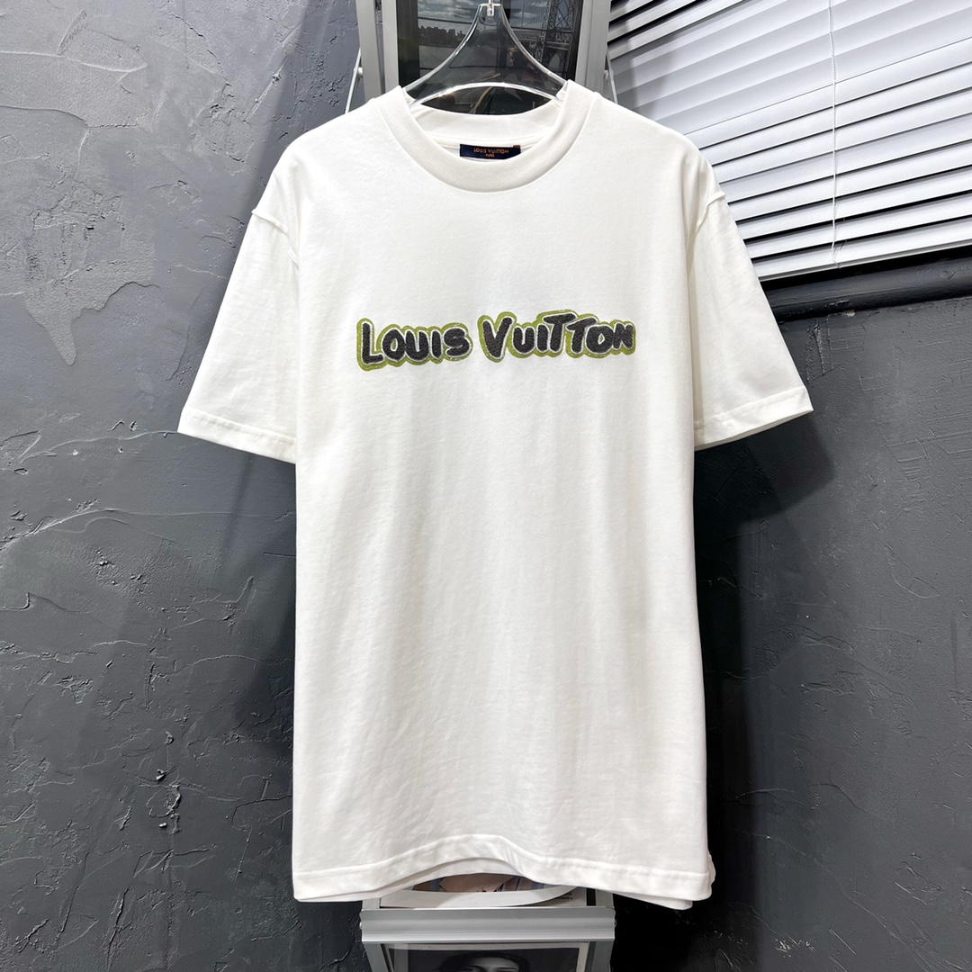 Louis Vuitton Clothing T-Shirt White Short Sleeve