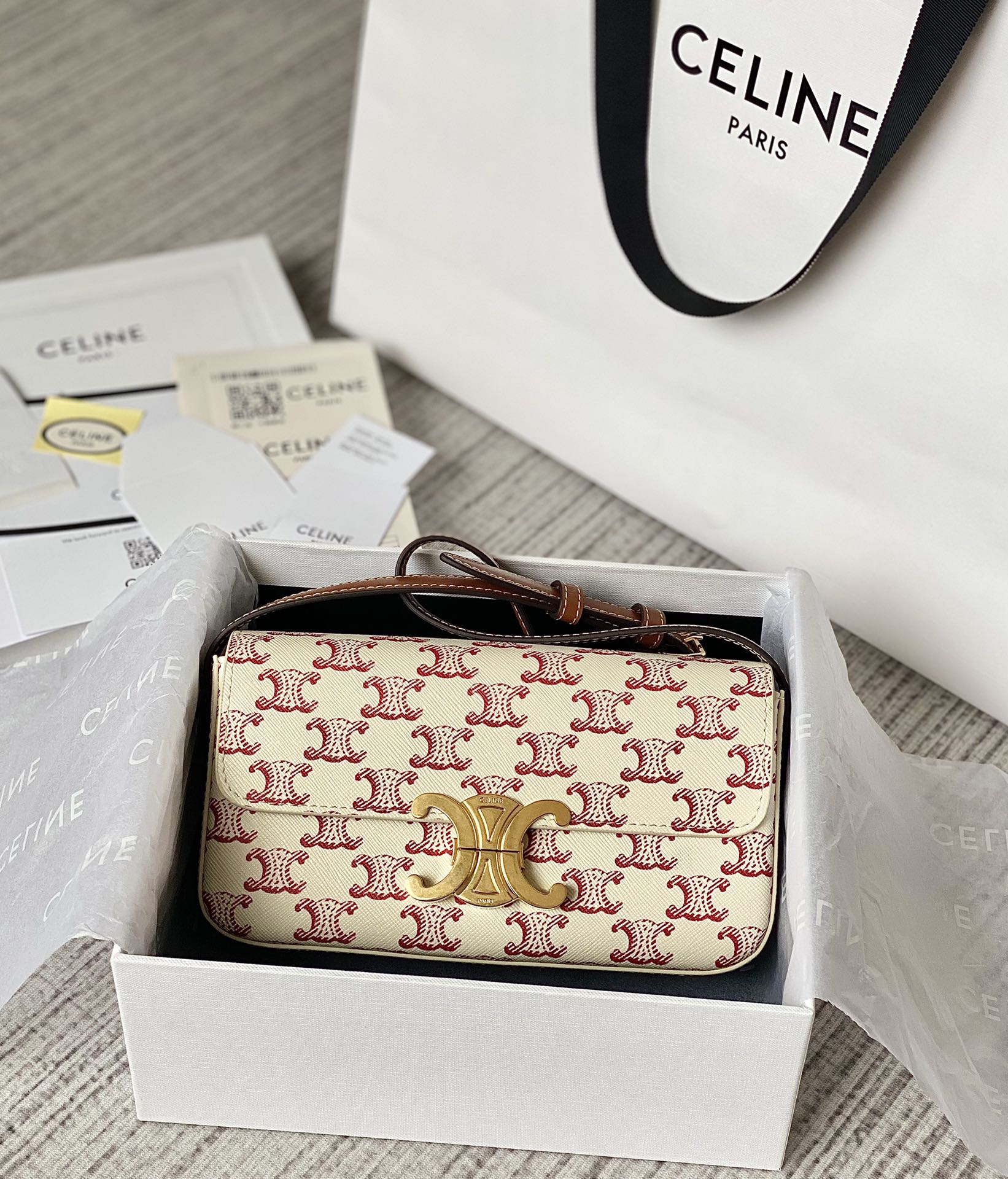 CELINE赛琳凯旋门老花腋下包194143