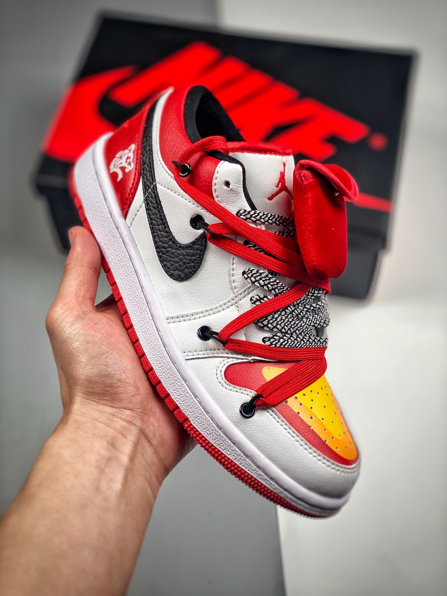 Air Jordan 1 Low AJ1 deconstructivo con correa funcional blanco y rojo, zapatillas casuales de caña baja Chicago, color…