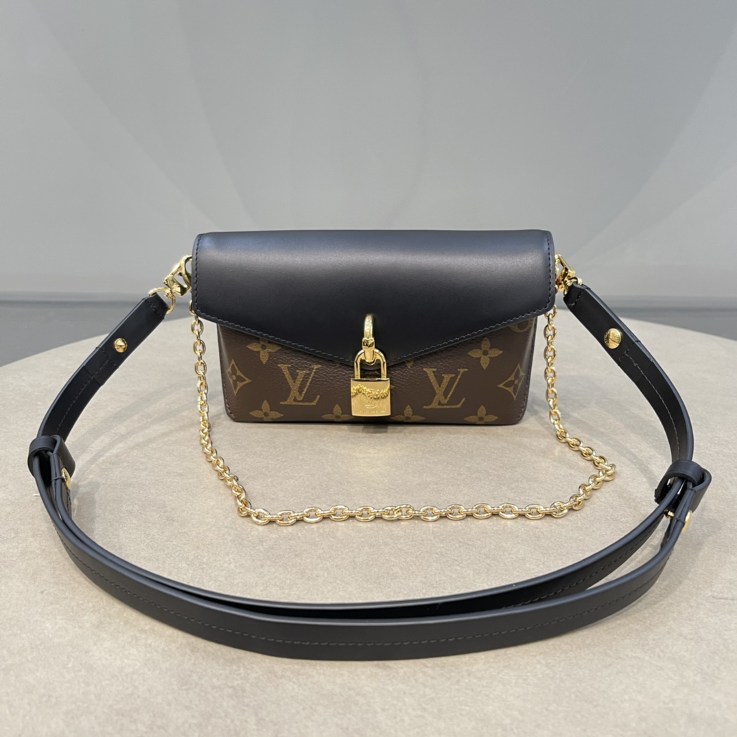 Louis Vuitton Bags Handbags Black Caramel Monogram Canvas Cowhide Chains M80559