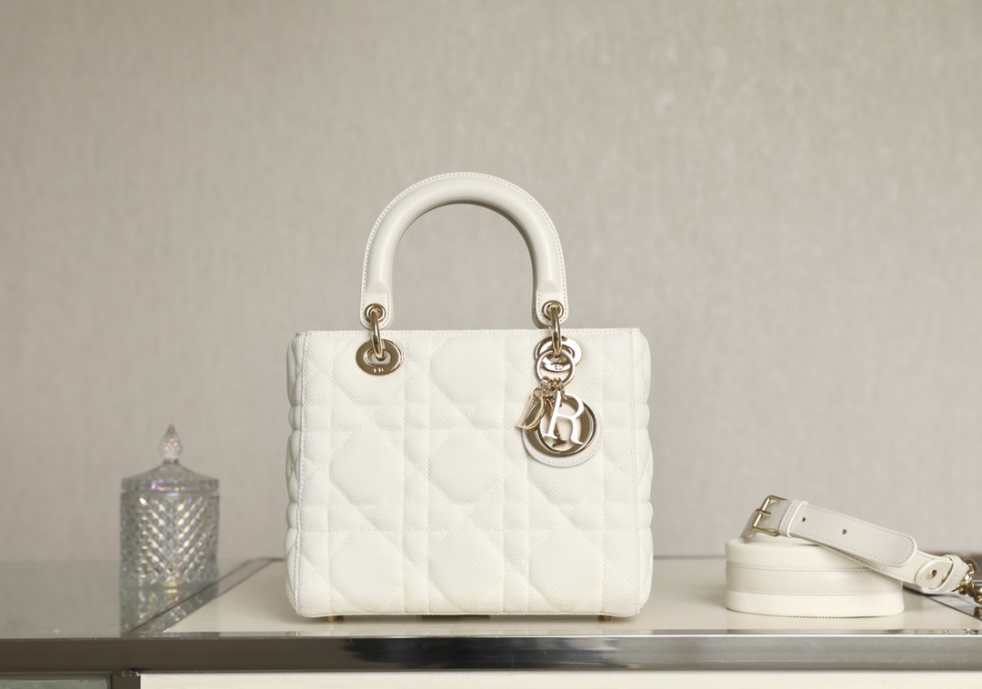 Dior Lady Bags Handbags White Fabric