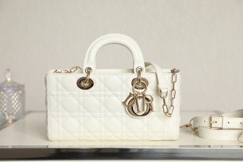 Dior Lady Bags Handbags Gold White Sheepskin Chains