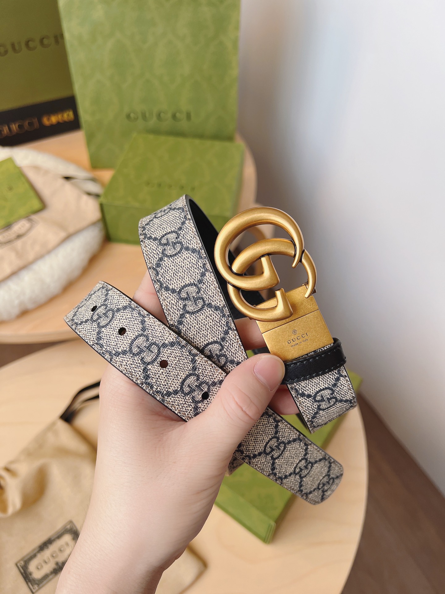 Gucci Top-to-Sale GG Supreme Canvas Belt with Double G Buckle - 图片 7